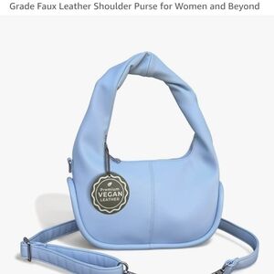 Vegan Leather Blue Shoulder Bag